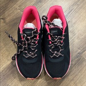 Vionic Women's Black Sneakers with Pink Highlights